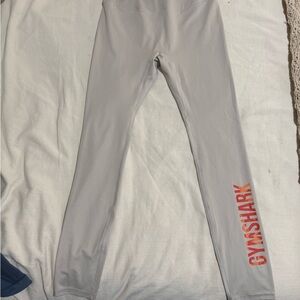 Gymshark Gray Leggings with Red Logo